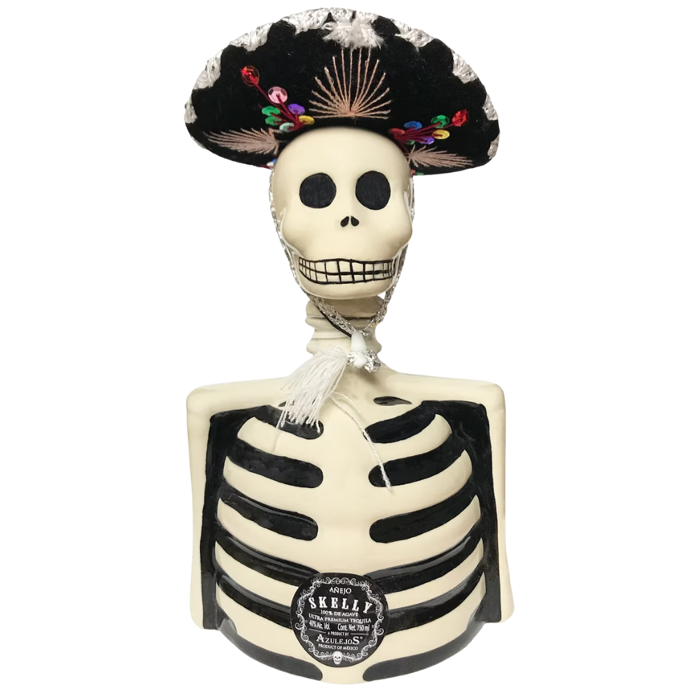 Azulejos Skelly With Mariachi Hat Anejo Tequila_Nestor Liquor