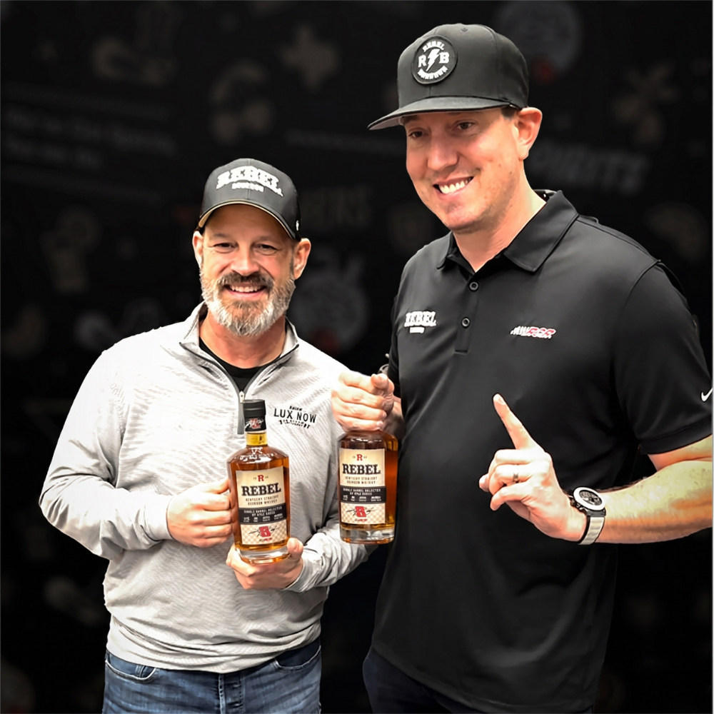 Rebel Kyle Busch Single Barrel Kentucky Straight Bourbon Whiskey 108 Proof 2026 Limited Edition 750ml bottle with Kyle Busch signature and Richard Childress Racing RCR logo