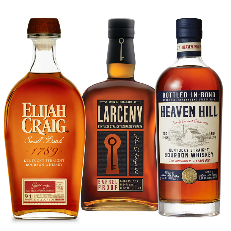 Elijah Craig Small Batch + Larceny Barrel Proof B521 + Heaven Hill 7 Year Bottled In Bond_nestor liquor