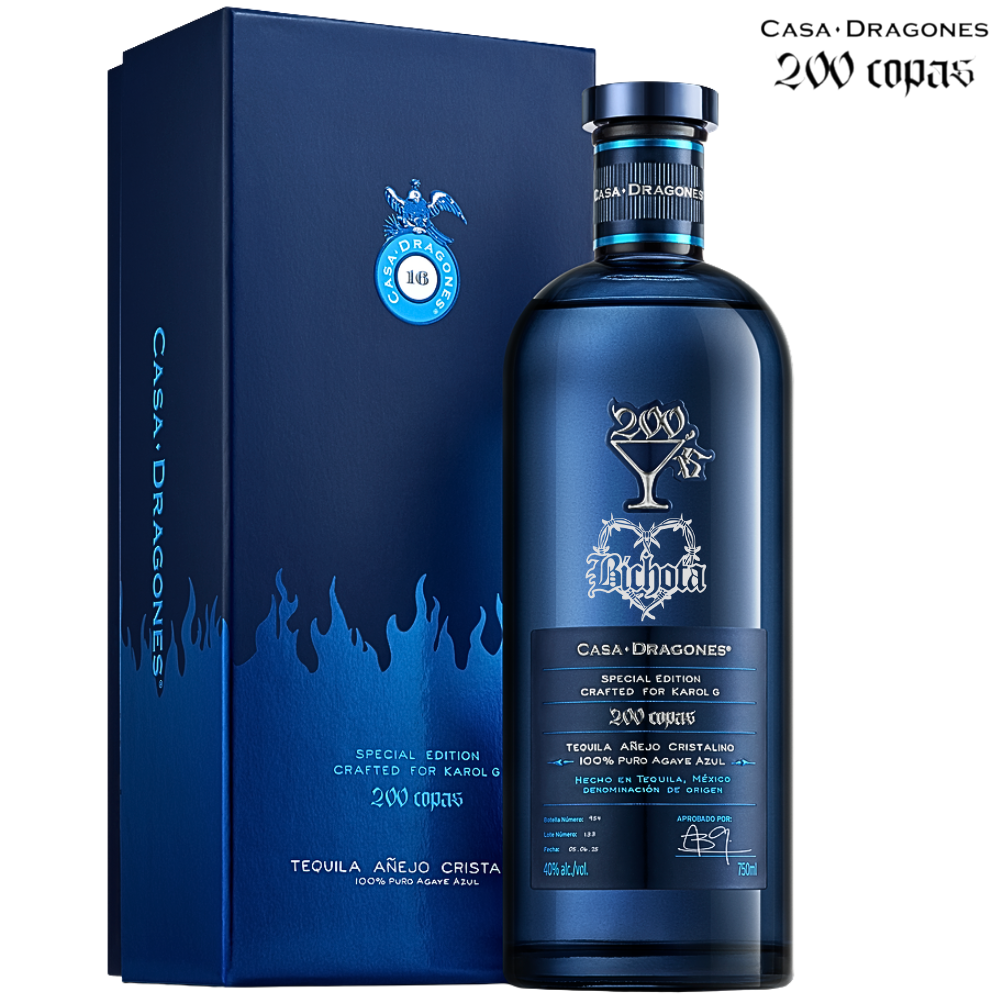 Casa Dragones X Karol G '200 Copas' Cristalino Tequila W/ Engraved Bichota Logo_Nestor Liquor