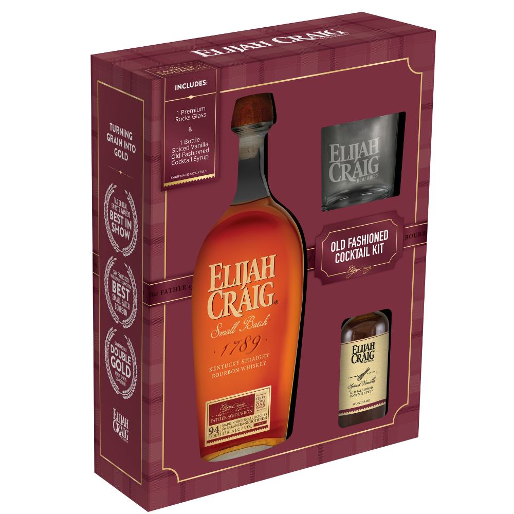 Elijah Craig Small Batch Bourbon Gift Set W/ Old Fashioned Cocktail Kit_Nestor Liquor