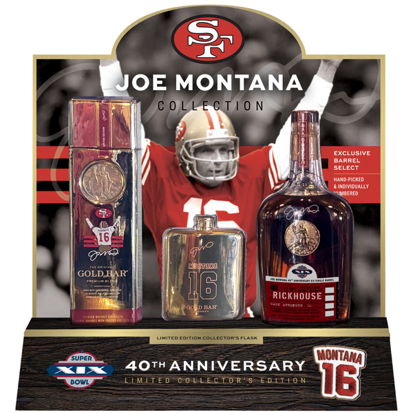 Gold Bar Whiskey Joe Montana 40th Anniversary Flask Limited Edition Gold Bar Whiskey Joe Montana 40th Anniversary Flask Limited Edition