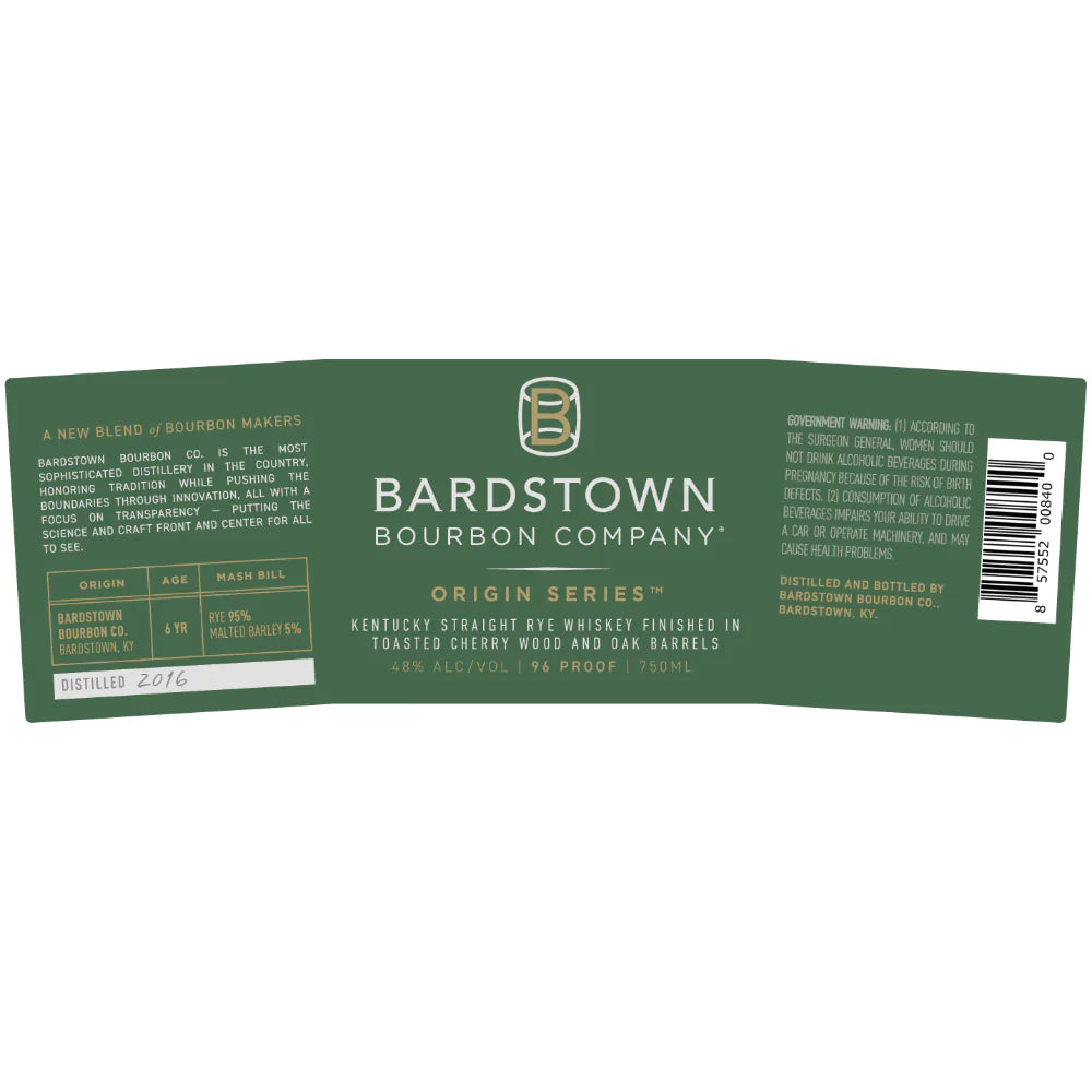 Bardstown Bourbon Company Origin Series Rye Finished In Toasted Cherry And Oak 750ml_nestor liquor