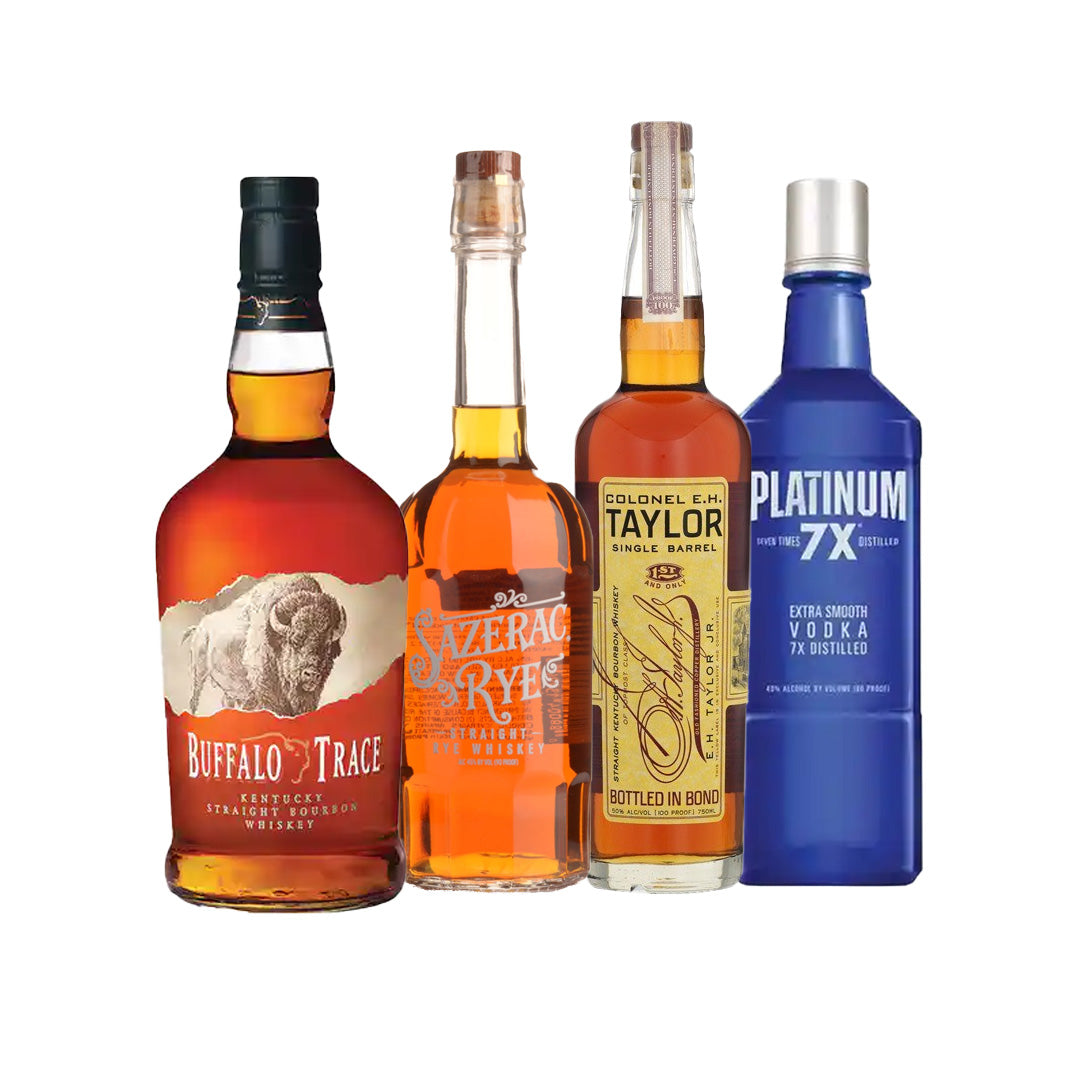 Colonel E.H Taylor Single Barrel, Sazerac Rye, Buffalo Trace Bourbon, Platinum 7X Vodka Special_nestor liquor