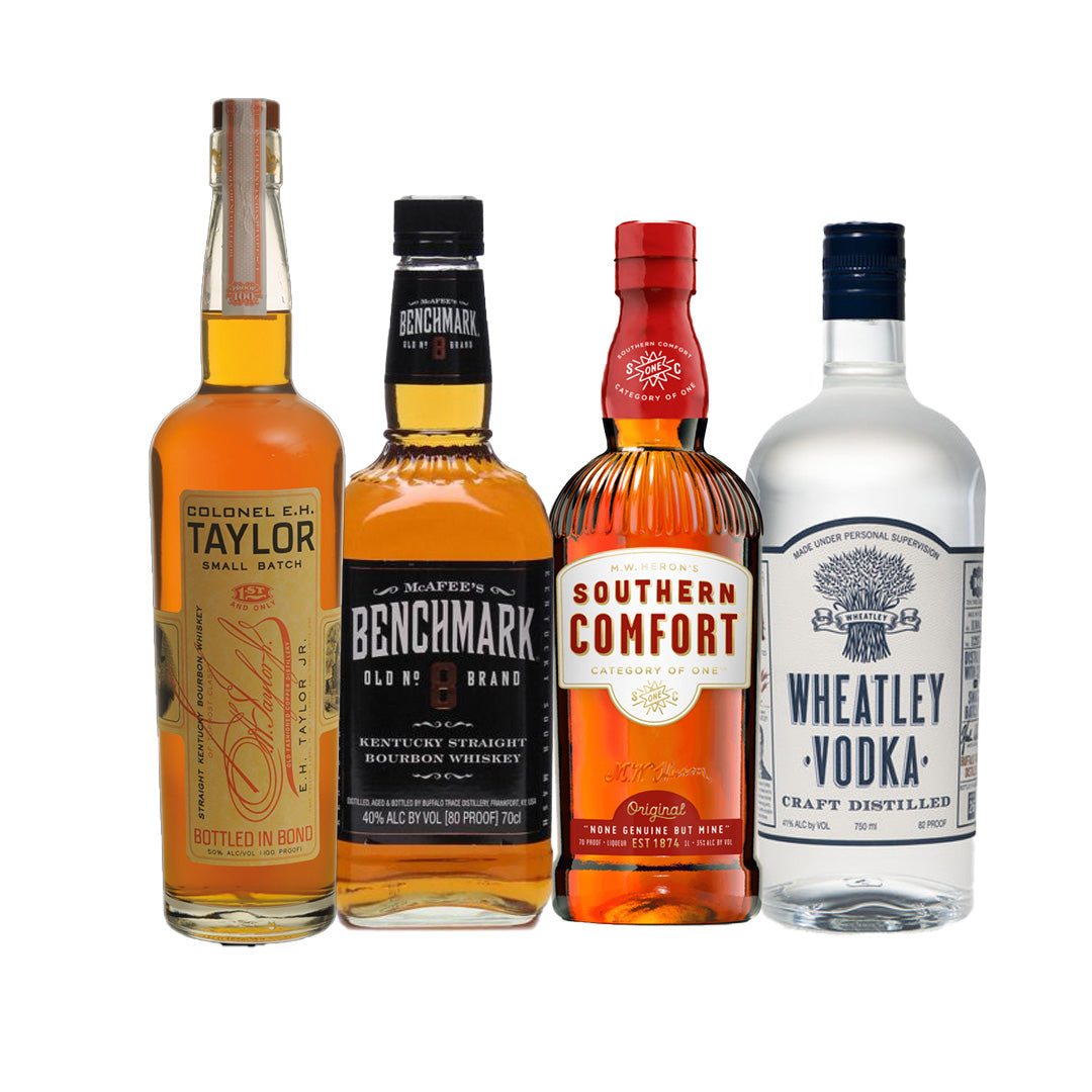 Colonel E.H Taylor Small Batch, Benchmark Bourbon, Wheatley Vodka, Southern Comfort 70 Proof Special_nestor liquor