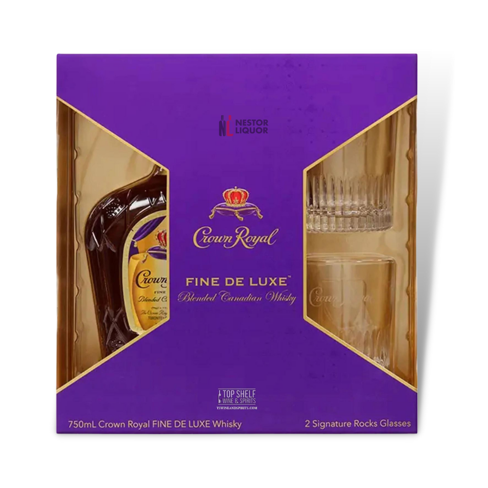 Crown Royal Canadian Whisky Gift Set W/ Signature Rocks Glasses 750ml_nestor liquor