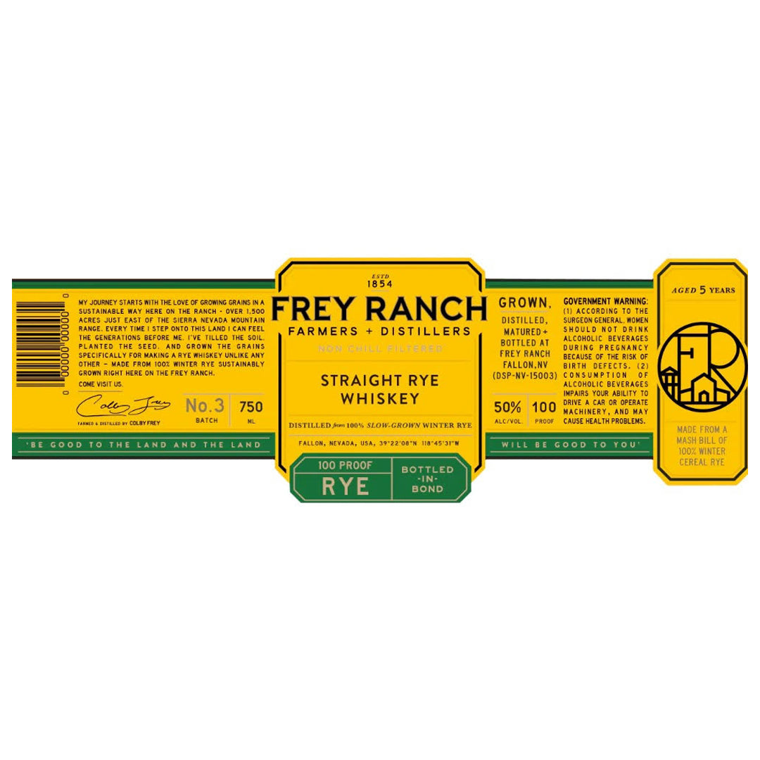 Frey Ranch 5 Year Old Bottled In Bond Straight Rye 750ml_nestor liquor
