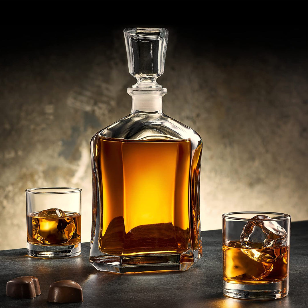 Paksh Capitol Glass Decanter with Airtight Geometric Stopper Whiskey Decanter 23.75 Oz_nestor liquor