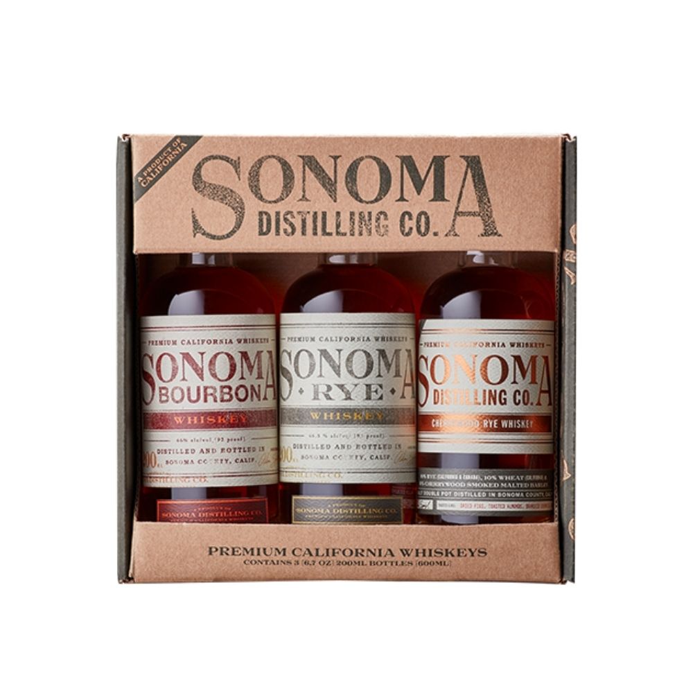 Sonoma Distilling Company Bourbon/Rye/Cherrywood Rye 3 Packs 200ml_nestor liquor