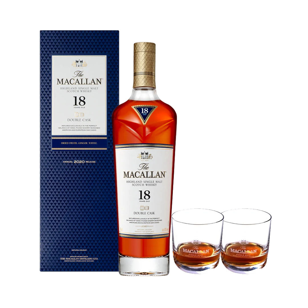 The Macallan 18 Year Old Double Cask W/ 2 Official Glasses 750ml_nestor liquor