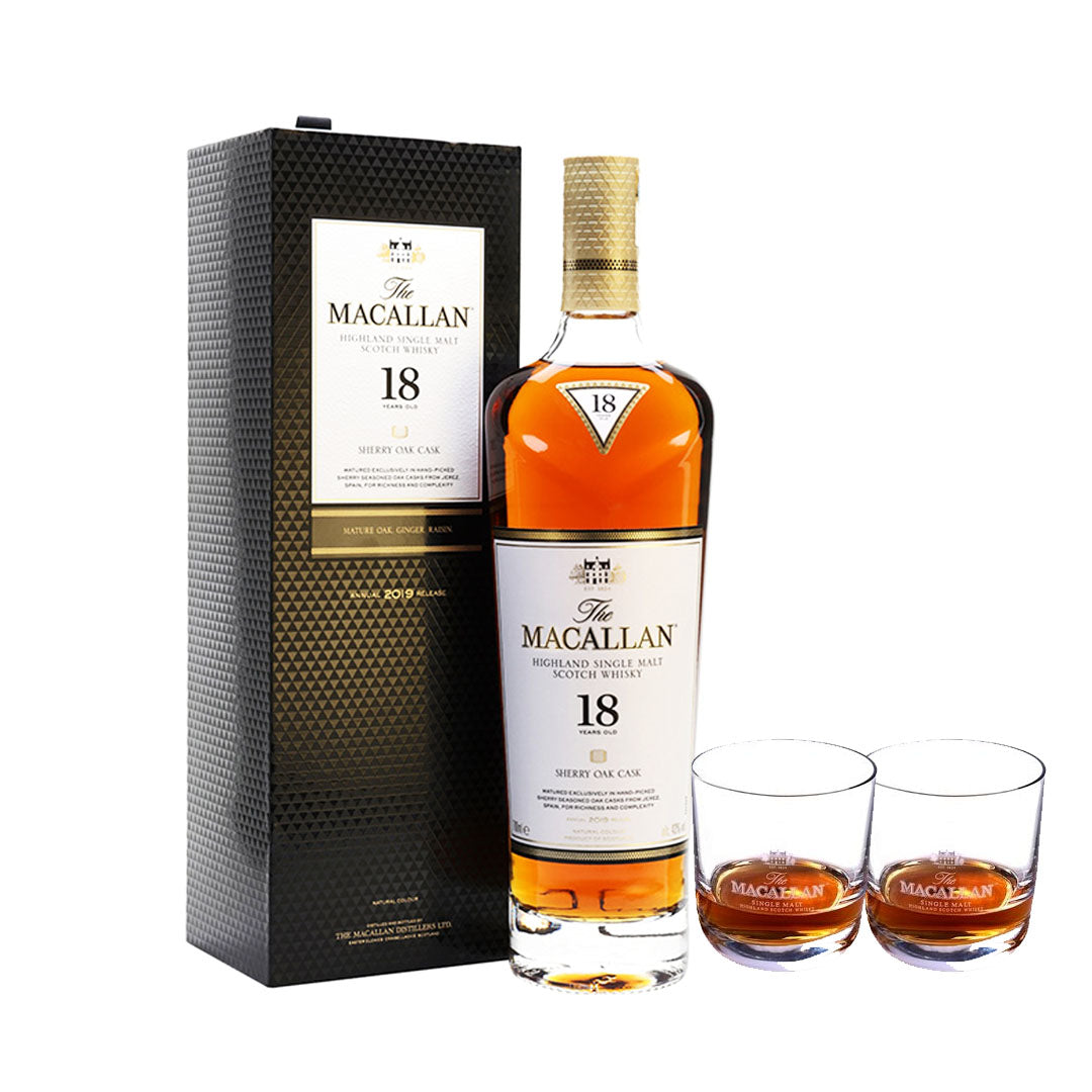 The Macallan 18 Year Old Sherry Cask W/ 2 Official Glasses 750ml_nestor liquor