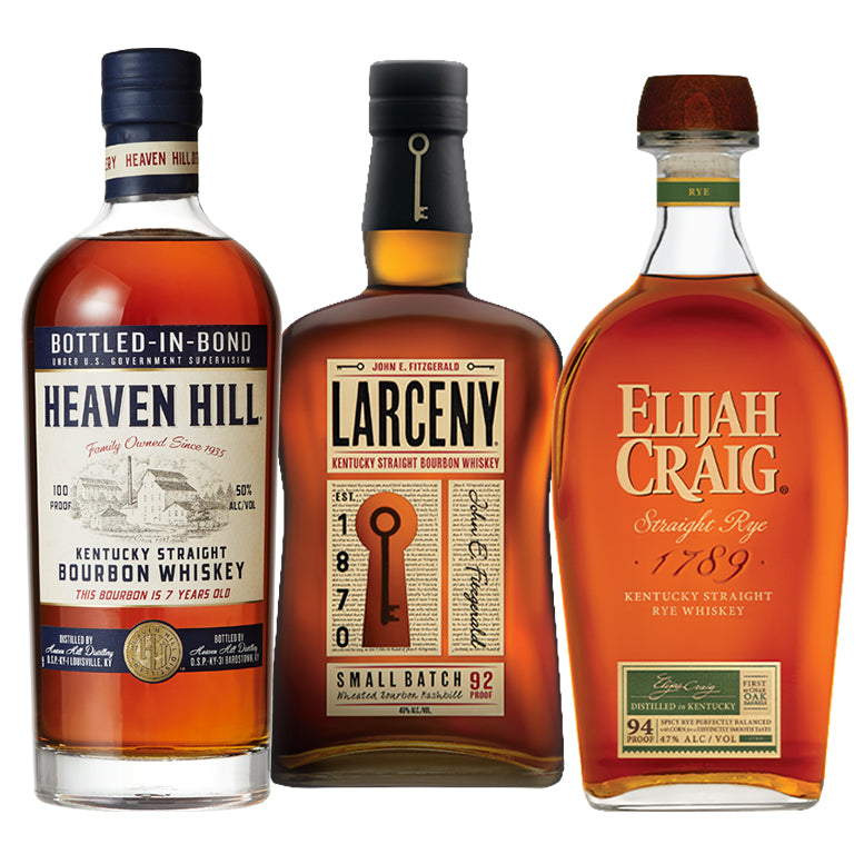 Heaven Hill 7 Year Bottled In Bond + Larceny Small Batch + Elijah Craig Straight Rye_nestor liquor
