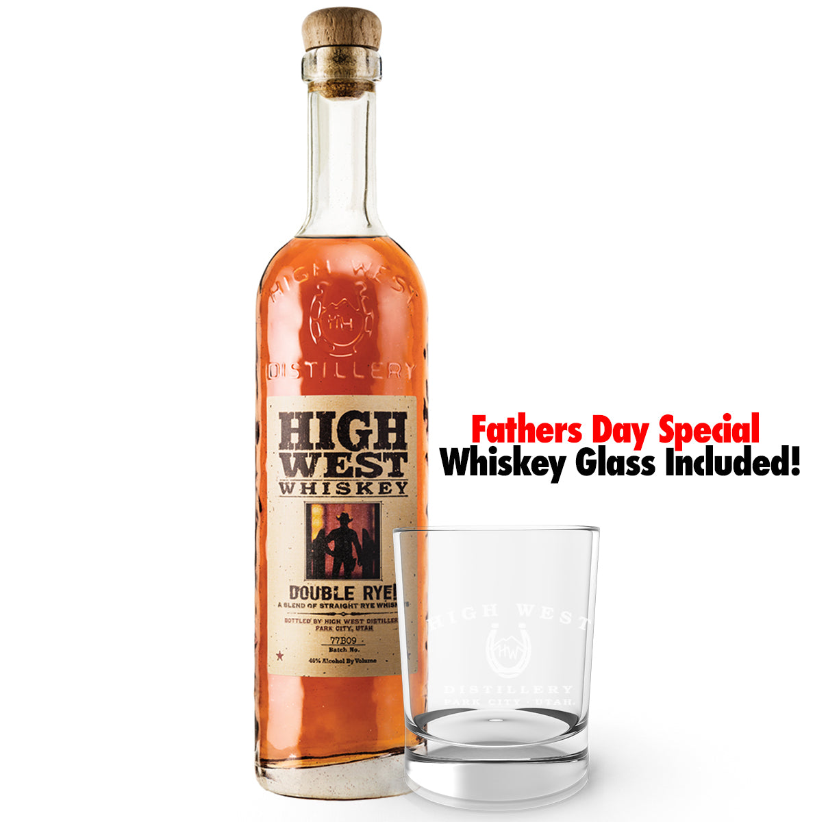High West Double Rye Whiskey w/ Whiskey Glass 750ml_nestor liquor