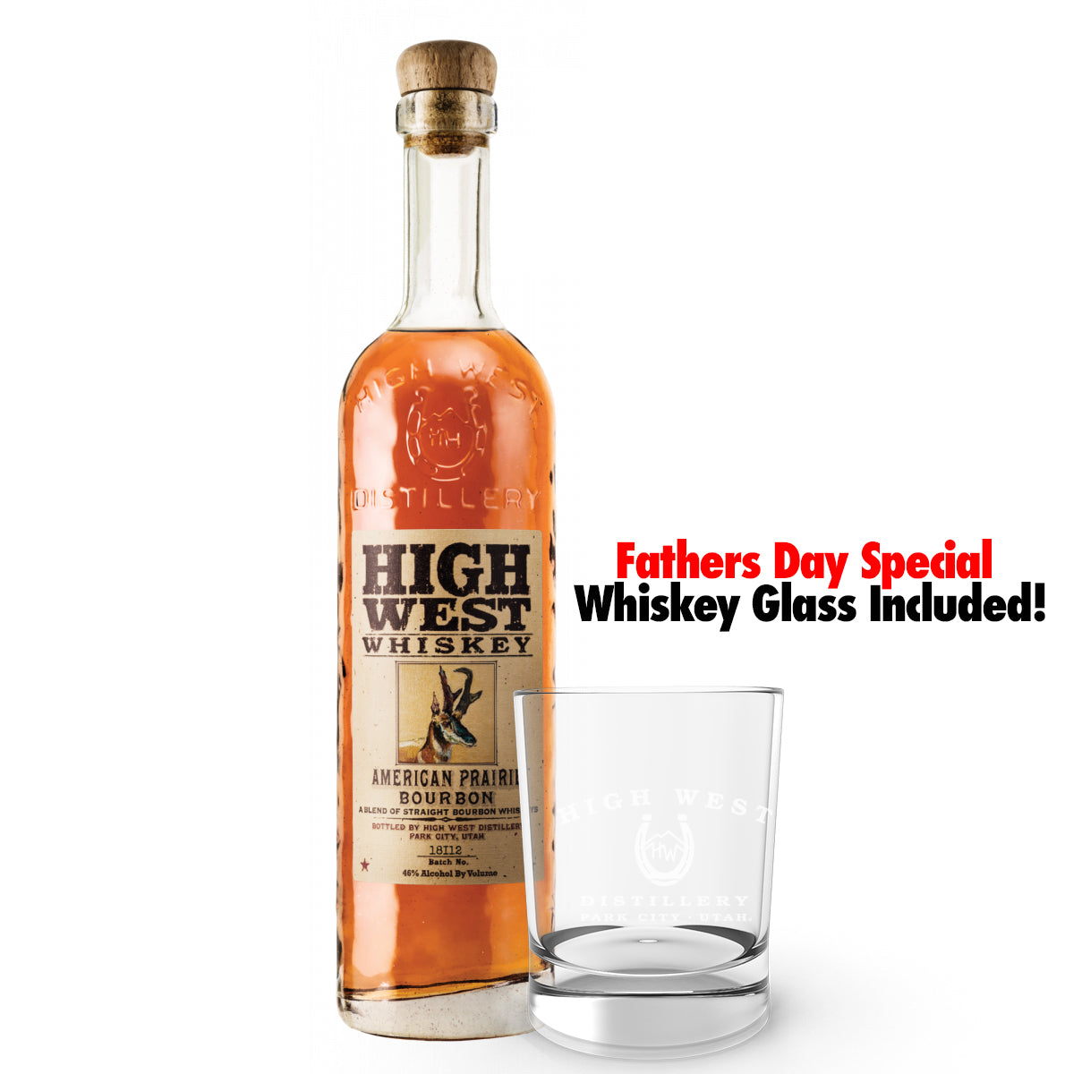 High West American Prairie Bourbon Whiskey w/ Whiskey Glass 750ml_nestor liquor